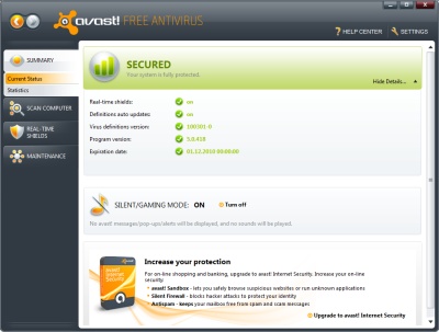 Avast antivirus Screenshot
